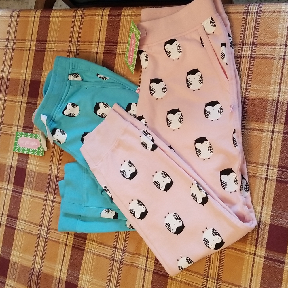 🆕️Sophie and Sam Owl printed terry pants, 2pairs